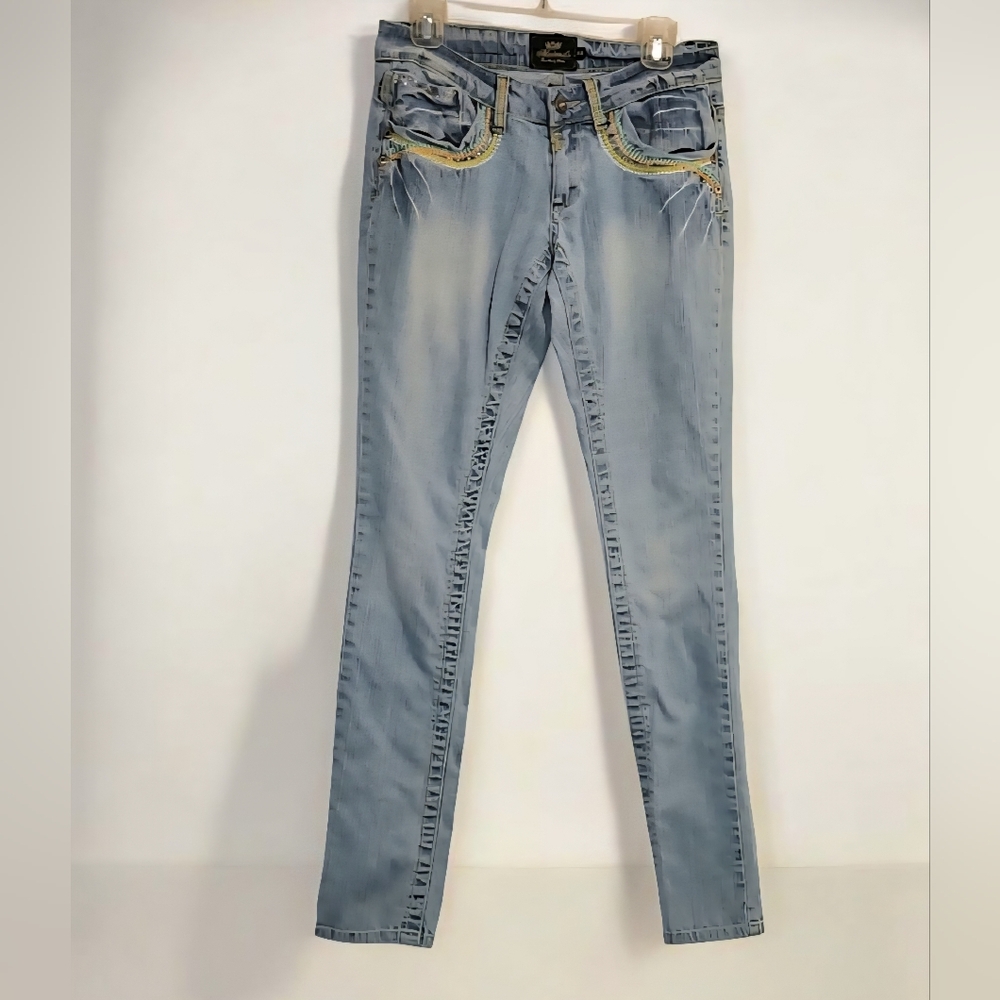 Y2K Akademiks Light Blue  Distressed Look Jeans
